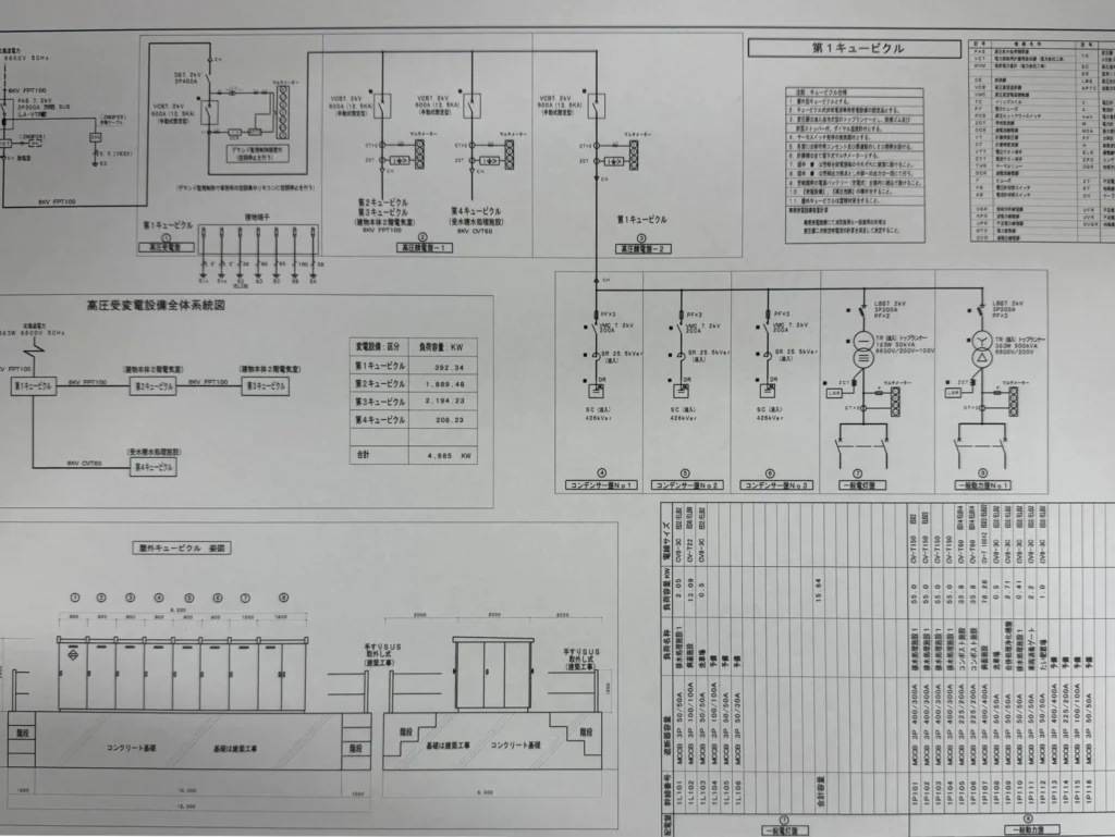 設計図３｜高圧受変電設備キュービクル電柱PAS一貫施工｜㈱サカエ電気工業